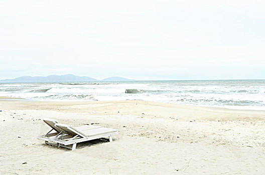 两个,沙滩椅,海滩,南,中国,海洋,美尼,越南,亚洲
