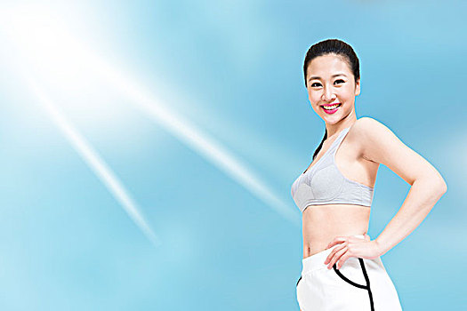 棚拍年輕女人健身運動