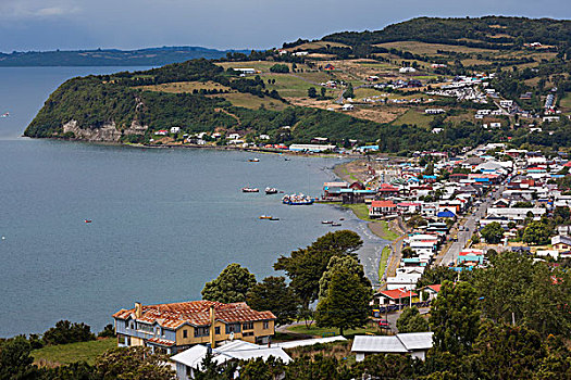 智利,奇洛埃,群岛,岛屿,城镇景色