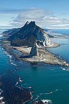 阿拉斯加湾,灯塔,石头,顶峰,岛屿