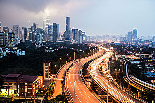 公路,光影,天际线,黄昏,吉隆坡,马来西亚