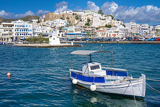 渔船,港口,纳克索斯岛,城市,岛屿,基克拉迪群岛,爱琴海,希腊,欧洲