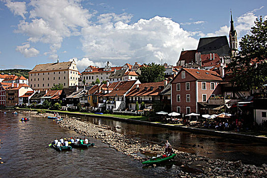 独木舟浆手,伏尔塔瓦河,河,历史,中心,捷克共和国,欧洲