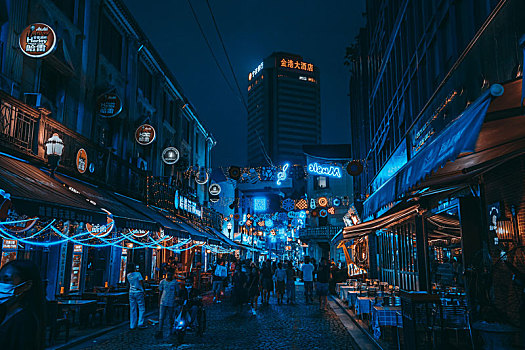 宁波老外滩步行街夜景