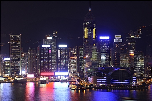 香港岛,天际线,夜晚