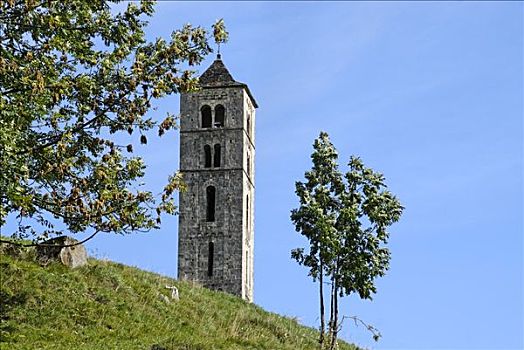 教区教堂,圣乔治奥,提契诺河,瑞士,钟楼