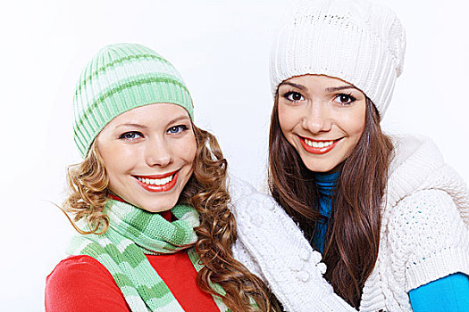 年轻,漂亮,女人,温馨,冬天,帽子,围巾