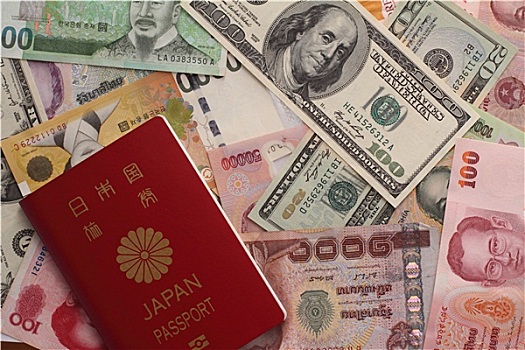 日本,护照,钞票