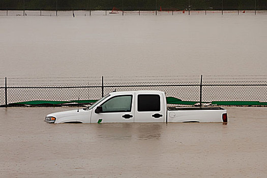 卡车,淹没,洪水,水