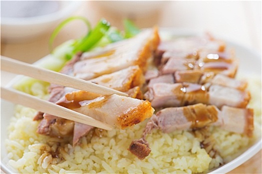 中国,烤,猪肉,米饭