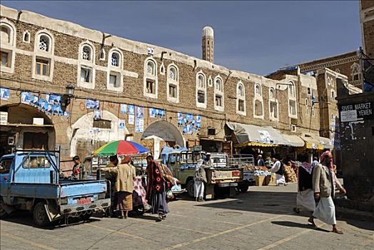 市场,萨那,也门