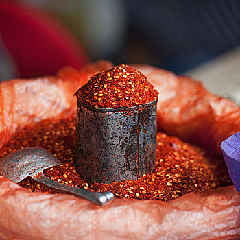 辣椒面,容器,舀具,市场,廷布,地区,不丹