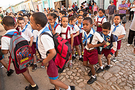 古巴,特立尼达,孩子,走,学校,使用,只有