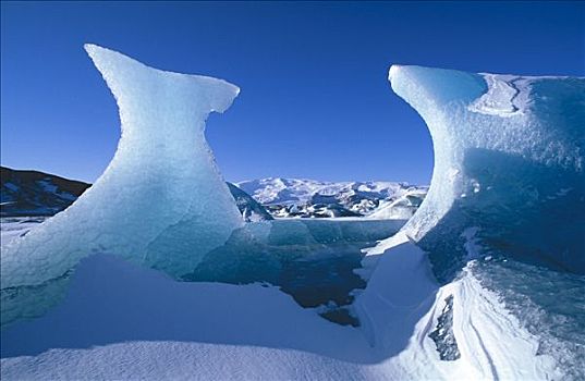 冰河,泻湖,冰冻,冰山,冬天,冰岛,欧洲