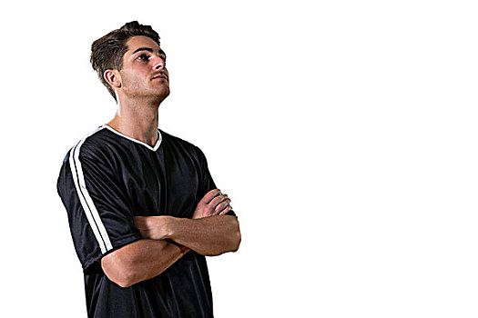 球员,站立,双臂交叉,白色背景