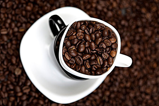 咖啡,杯子,咖啡豆