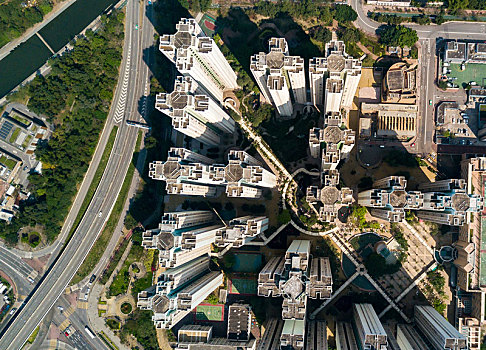 俯视,天际线,香港