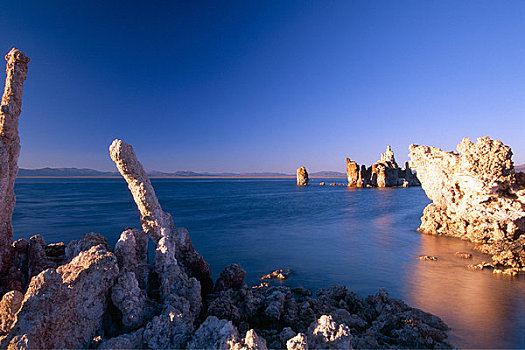 石灰华,石头,海岸,莫诺湖,加利福尼亚,美国