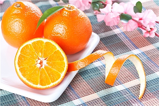 成熟,新鲜,橙色,柑橘,白色背景,形状,盘子