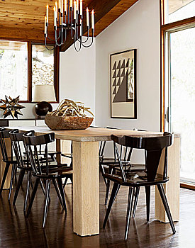 黑色,木头,椅子,桌子,现代,餐厅