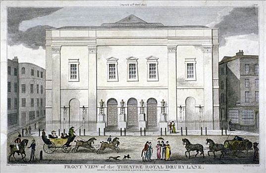 正面,剧院,皇家,道路,威斯敏斯特,伦敦,1812年