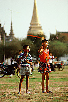 泰国,曼谷,大皇宫,地点,家庭,放风筝,白天