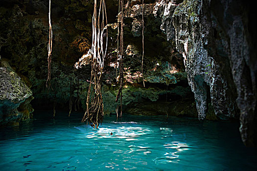洞穴,水景,墨西哥