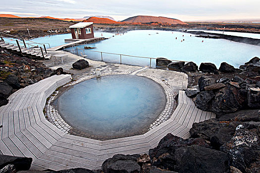 地热,游泳池,米湖,自然,沐浴,冰岛,欧洲
