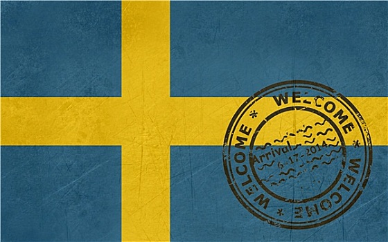 欢迎,瑞典,旗帜,护照