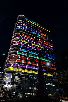 韩国首尔东亚日报大楼夜景