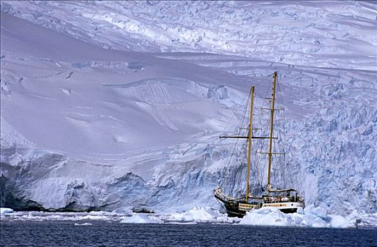 帆船,冰河,雷麦瑞海峡,南极