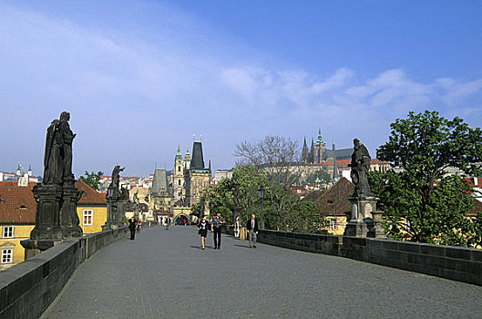 捷克共和国,布拉格,查理大桥,布拉格城堡,背景