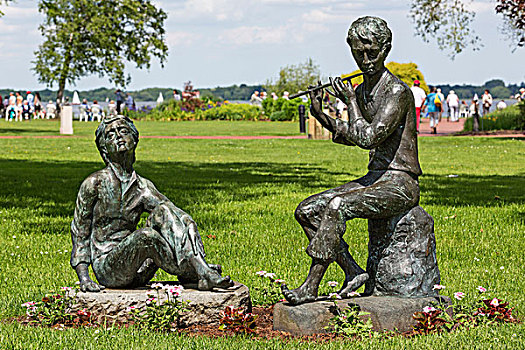吹横笛,雕塑,疗养胜地,公园,坏,下萨克森,德国