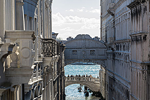 风景,叹息桥,白色,石灰石,围绕,古建筑,特色,小船,背景,威尼斯,威尼托,意大利,欧洲
