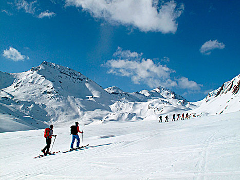 奥地利,提洛尔,希尔弗莱塔,山脉,越野滑雪,远足
