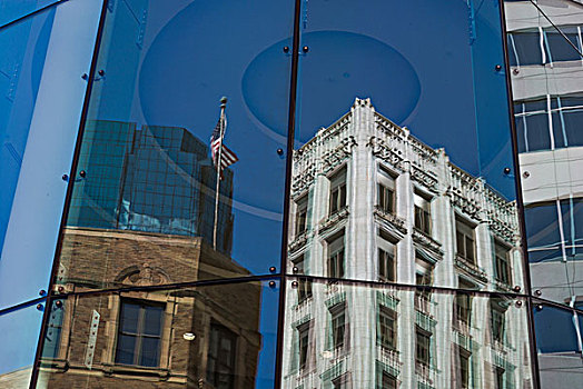 反射,现代,玻璃,建筑,明尼阿波利斯,明尼苏达,美国