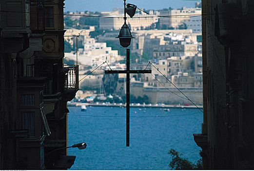 十字架,悬挂,建筑,瓦莱塔市,马耳他