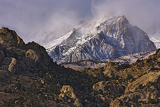 积雪,山峦,加利福尼亚,美国