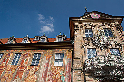 德国,班贝格,历史,14世纪,巴洛克,洛可可风格,老市政厅,彩色,壁画