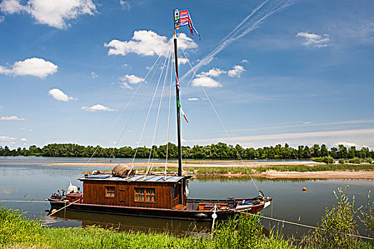 传统,木船,卢瓦尔河,缅因与卢瓦省,法国,欧洲