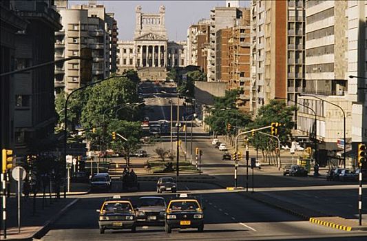 乌拉圭,蒙得维的亚,法律,宫殿,房子,道路,出租车