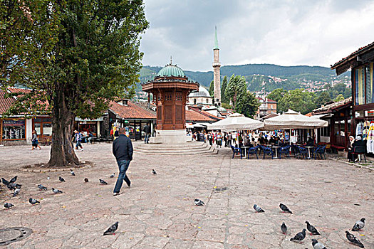 喷泉,萨拉热窝,波斯尼亚,黑塞哥维那,欧洲