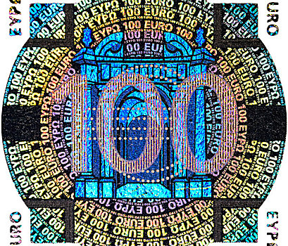 全息影像,100欧元,钞票