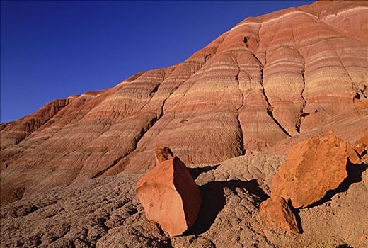 漂石,砂岩,背景,排列,展示,层次,大阶梯-埃斯卡兰特国家保护区,犹他