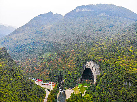 航拍湖北恩施利川腾龙洞风景区