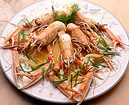 都柏林海湾虾,茴香,激情,酱