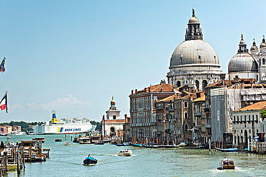 大运河,桥,看,玛丽亚,行礼,教堂,威尼斯,意大利,欧洲