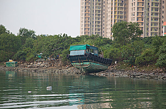 渔船,海岸,香港