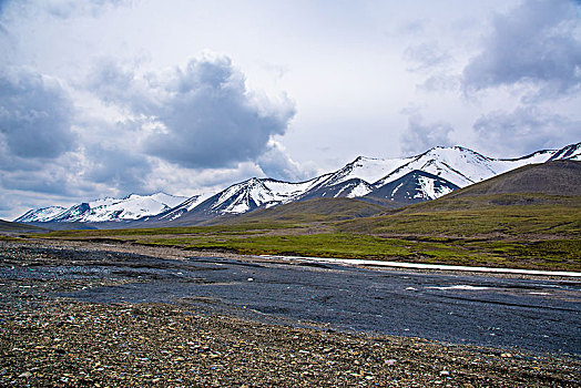 雪山河流草地