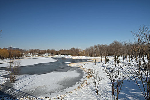 河北省石家庄市龙泉湖公园雪景